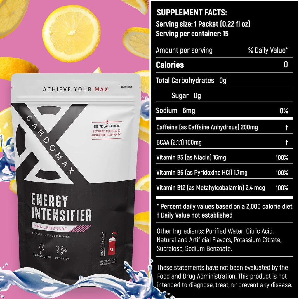Supplement Facts for CardoMax Energy Intensifier Pink Lemonade Single Serve Supplement