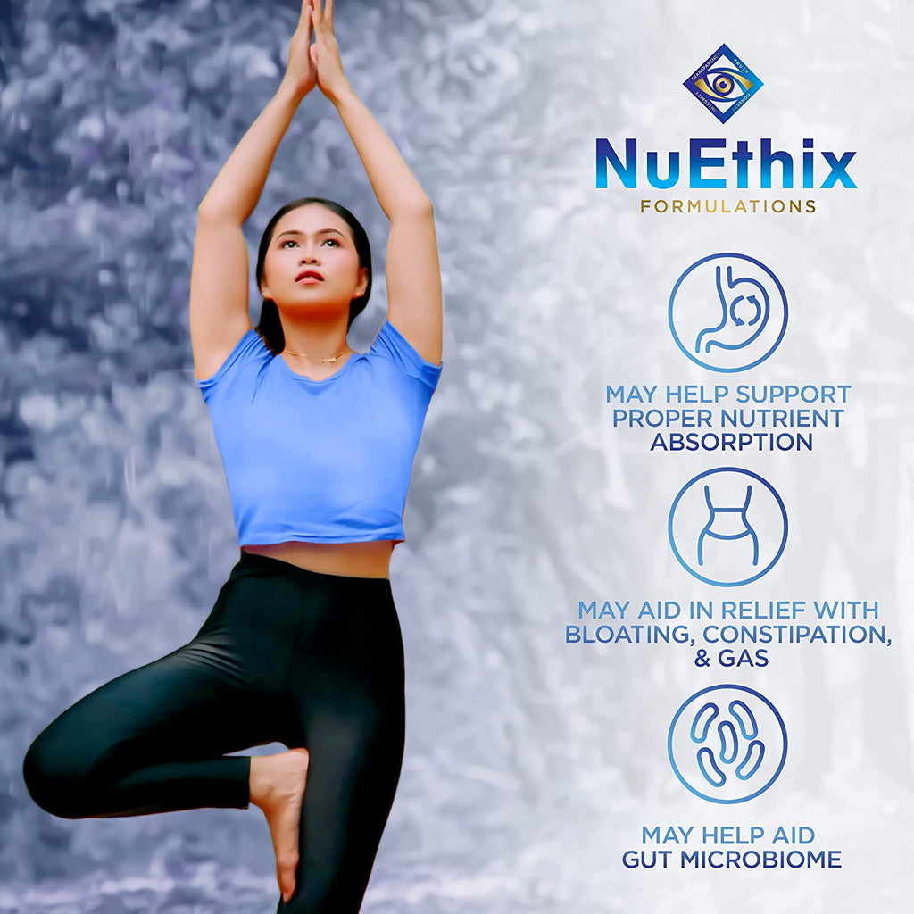 NuEthix Formulations Gut Defender Supplement may help support proper nutrient absorption, may aid in relief with bloating, constipation and gas, may help aid gut microbiome