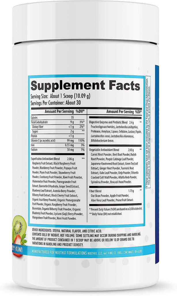 NuEthix Formulations Gourmet Greens, Strawberry Kiwi Flavor - Supplement Facts